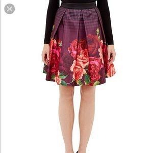 Ted Baker Klira Juxtapose Rose Border Skirt